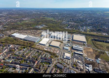 Luftaufnahme, Industriepark Schalker Verein, Europastraße, Gelsenkirchen-Bulmke-Hüllen, Gelsenkirchen, Ruhrgebiet, Nordrhein-Westfalen, Deutschland, DE Stockfoto