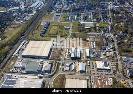 Luftaufnahme, Industriepark Schalker Verein, Europastraße, Gelsenkirchen-Bulmke-Hüllen, Gelsenkirchen, Ruhrgebiet, Nordrhein-Westfalen, Deutschland, DE Stockfoto