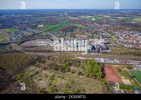 Luftaufnahme, Rückbau der Zeche Westerholt, ehemalige DSK Lippe Mine, Westerholt, Herten, Ruhrgebiet, Nordrhein-Westfalen, Deutschland, DE, Europa, Stockfoto