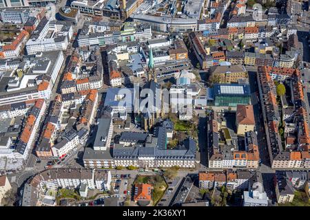 Luftaufnahme, Innenstadt mit katholischem Krankenhaus Hagen, Marienkirche, Osthaus-Museum, Mittelstadt, Hagen, Ruhrgebiet, Nordrhein-Westfalen, Germa Stockfoto