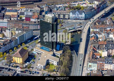 Luftbild, Arbeitsagentur, Dacharbeiten, Mittelstadt, Hagen, Ruhrgebiet, Nordrhein-Westfalen, Deutschland, Arbeitsamt, Behörde, DE, Europa, Stockfoto