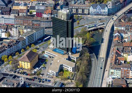 Luftbild, Arbeitsagentur, Dacharbeiten, Mittelstadt, Hagen, Ruhrgebiet, Nordrhein-Westfalen, Deutschland, Arbeitsamt, Behörde, DE, Europa, Stockfoto