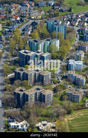 Luftaufnahme, Hochhaus zwischen Humperdinckstraße und auf dem Bauloh, Hohenlimburg, Hagen, Ruhrgebiet, Nordrhein-Westfalen, Deutschland, D Stockfoto