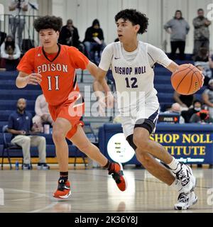 Das Highschool-Indoor-Basketballspiel Bishop Noll vs Lake Station in East Chicago Stockfoto