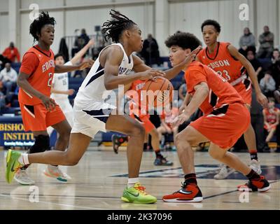 Das Highschool-Indoor-Basketballspiel Bishop Noll vs Lake Station in East Chicago Stockfoto