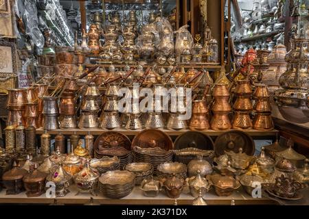 Coppersmith Bazaar aus Gaziantep, Türkei. Stockfoto