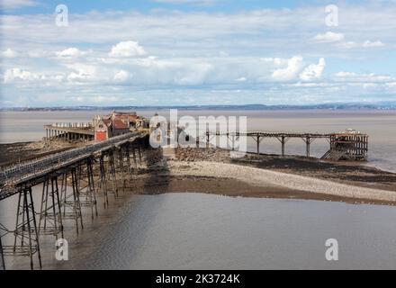 Victorian Birnbeck Pier auch bekannt als Old Pier, Weston Super Mare, North Somerset, England, Großbritannien Stockfoto