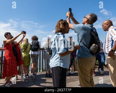 Touristen auf Little Island Stockfoto