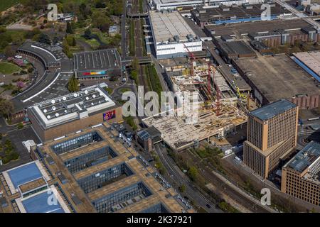 Luftaufnahme, Messegelände Kölnmesse mit Baustelle und Neubau Confex, Deutz, Köln, Rheinland, Nordrhein-Westfalen, Germa Stockfoto