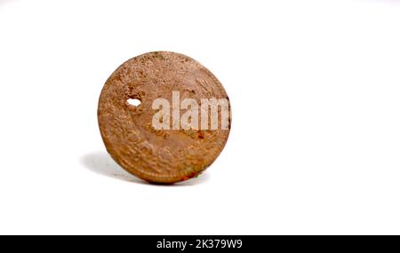 Rostige Münzen aus den balkanländern, aus der Nähe Stockfoto