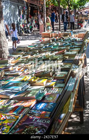 Berühmte Buchhändler in Madrid, Calle Claudio Moyano, Madrid, Spanien. Stockfoto