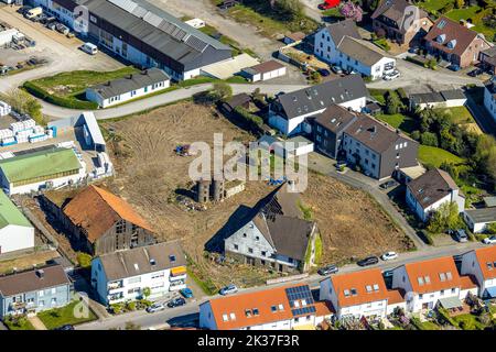 Luftaufnahme, Brownfield-Gelände für Bauvorhaben Hombergstraße 17 mit geplantem Pflegeheim- und Wohnkomplex, Niederzahnradhövel, Sprockhöv Stockfoto