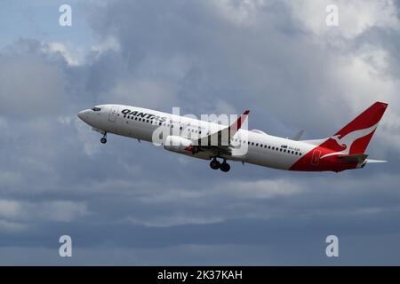 Qantas Airlines Boeing B737 ab Sydney Airport Stockfoto