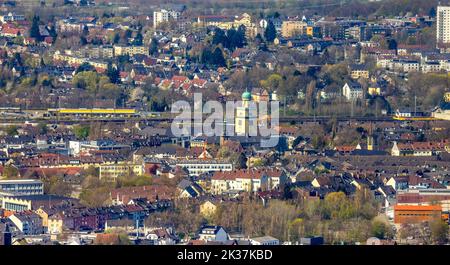 Luftaufnahme, Innenstadt mit Rathaus, Witten, Ruhrgebiet, Nordrhein-Westfalen, Deutschland, Autorität, DE, Europa, Luftfotografie, Ort, Rathaus, O Stockfoto
