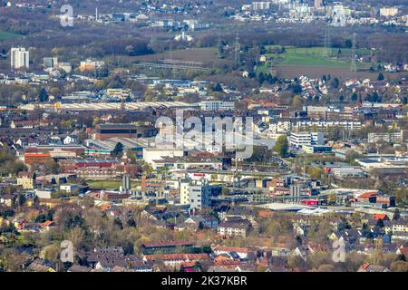 Luftaufnahme, Innenstadtansicht mit Rathaus, Witten, Ruhrgebiet, Nordrhein-Westfalen, Deutschland, Autorität, DE, Europa, Luftfotografie, Ort, Stadt Stockfoto