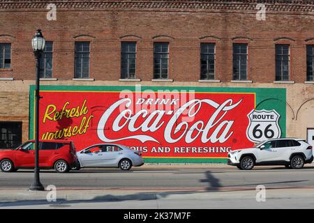 Schilder auf der Mutterstraße, Route 66, Galena, Kansas Stockfoto