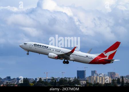 Qantas Airlines Boeing B737 ab Sydney Airport Stockfoto