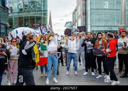 Frau Leben Freiheit Protest birmingham uk16 Tote Iran Unruhen Moralpolizei Volksverärgerung entbrannte nach dem Tod Kurdin Mahsa amini 24.. september Stockfoto