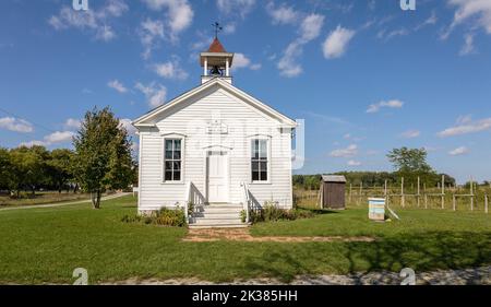 Das Hart One Room School Schoolhouse in Frankenmuth Michigan wurde 1860 in Einem ländlichen Gebiet außerhalb von Frankenmuth in Michigan Amerika erbaut Stockfoto