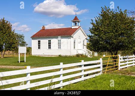 Die Hart One Room School in Frankenmuth Michigan wurde 1860 in Einem ländlichen Gebiet außerhalb von Frankenmuth Michigan America erbaut Stockfoto