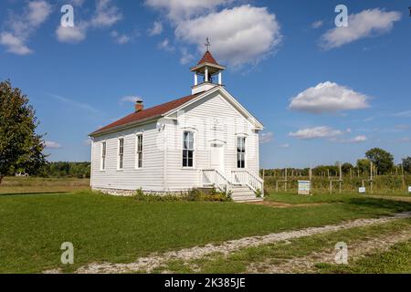 Das Hart One Room School Schoolhouse in Frankenmuth Michigan wurde 1860 in Einem ländlichen Gebiet außerhalb von Frankenmuth in Michigan Amerika erbaut Stockfoto