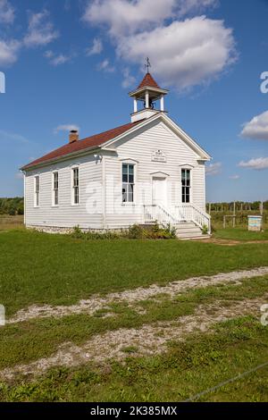 Das Hart One Room School Schoolhouse in Frankenmuth Michigan wurde 1860 in Einem ländlichen Gebiet außerhalb von Frankenmuth in Michigan Amerika erbaut Stockfoto