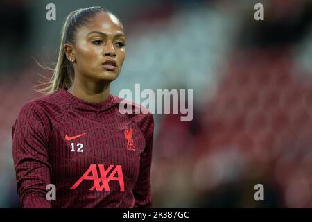 Taylor Hinds #12 der Liverpool Women während des Fa Women's Super League Spiels Liverpool Women gegen Everton Women in Anfield, Liverpool, Großbritannien, 25.. September 2022 (Foto von Phil Bryan/News Images) Stockfoto