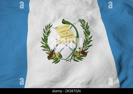 Nahaufnahme einer winkenden Flagge Guatemalas im 3D Rendering. Stockfoto