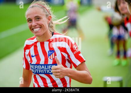 Madrid, Madrid, Spanien. 25. September 2022. MAITANE LOPEZ (7) am Ende des Fußballspiels zwischen Atletico Madrid und Alaves in AlcalÃ¡ de Henares (Madrid, Spanien) im Wanda AlcalÃ¡ Stadion am Sonntag, den 25. September 2022, gefeiert.gültig für die Spielwoche 3 der spanischen Fußballliga der ersten Liga der Frauen (Foto: © Alberto Gardin/ZUMA Press Wire) Stockfoto