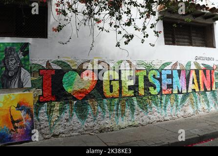 Ich liebe Getsemani Wandgemälde in Cartagena in Kolumbien Stockfoto