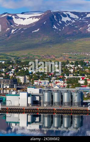 Handelshafen, Akureyri, Island, Europa Stockfoto
