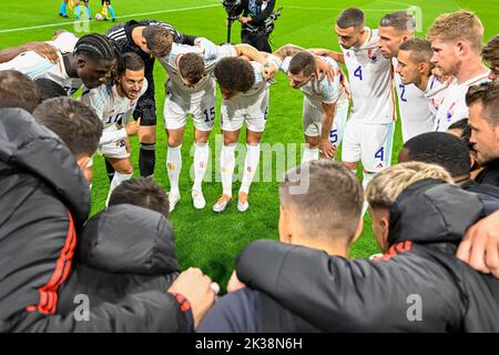 Die belgischen Spieler beim Start eines Fußballspiels zwischen der niederländischen und der belgischen Nationalmannschaft der Roten Teufel am Sonntag, den 25. September 2022 in Amsterdam, Niederlande, das sechste und letzte Spiel in der Nations League A Gruppenphase. BELGA FOTO LAURIE DIEFFEMBACQ Stockfoto