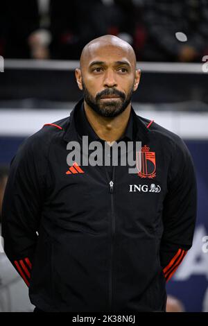 Belgiens Trainer Thierry Henry, fotografiert während eines Fußballspiels zwischen der niederländischen und der belgischen Nationalmannschaft der Roten Teufel, am Sonntag, 25. September 2022 in Amsterdam, Niederlande, das sechste und letzte Spiel in der Nations League A Gruppenphase. BELGA FOTO LAURIE DIEFFEMBACQ Stockfoto