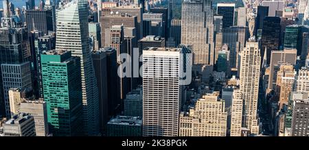 New Yorker Wolkenkratzer in Midtown Manhattan, Panoramablick Stockfoto