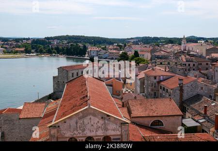 Die Euphrasische Basilika in Porec, Kroatien, aus der Vogelperspektive Stockfoto