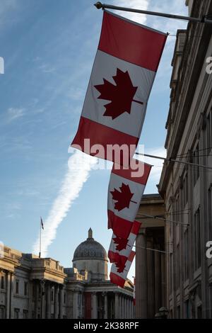 Das Canada House ist ein griechisches Revival-Gebäude am Trafalgar Square in London und diente als hohe Kommission Kanadas im Vereinigten Königreich Stockfoto