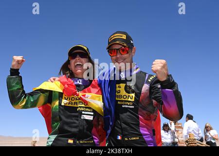 Antofagasta, Chile. 25. September 2022. 9// - Cristina Gutierrez (ESP)/Sebastien Loeb (FRA), Team X44, feierte den Sieg beim Extreme E Copper X-Prix in Antofagasta, Chile. (Foto: Sam Bagnall/Motorsport Images/Sipa USA) Quelle: SIPA USA/Alamy Live News Stockfoto