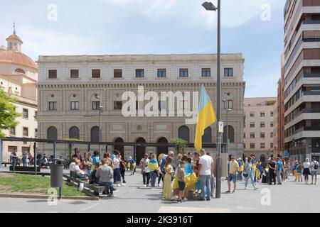 Alicante, Spanien; 15.. august 2022: Eine Demonstration gegen den ukrainischen Krieg Stockfoto