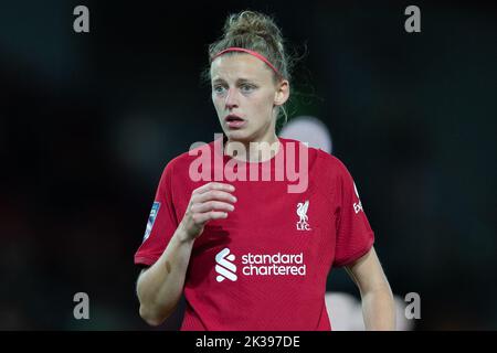 Yana Daniels #20 von Liverpool Women während des Fa Women's Super League Spiels Liverpool Women gegen Everton Women in Anfield, Liverpool, Großbritannien, 25.. September 2022 (Foto von Phil Bryan/News Images) Stockfoto