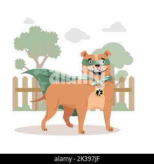 Illustrationen eines niedlichen braunen Rottweller- Hundes, eines, Charakter, Maskottchen, sitzend, Isoliert, Umhang, Übermensch, Schäferhund, streng, Dobermann Stockfoto