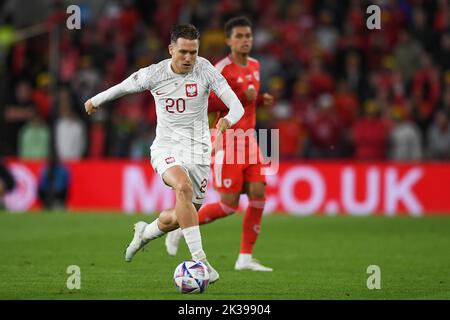 Polens Piotr Zieli?Ski während des UEFA Nations League Group A4-Spiels zwischen Wales und Polen im Cardiff City Stadium, Cardiff, Großbritannien, 25.. September 2022 (Foto von Mike Jones/Nachrichtenbilder) Stockfoto