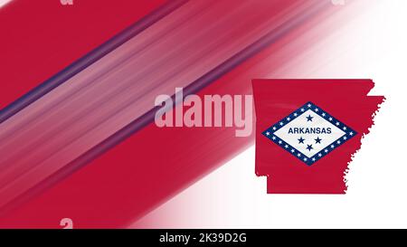 Karte von Arkansas, Flaggenkarte, Hintergrund Nationalfarben Stockfoto