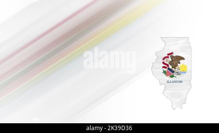 Karte von Illinois, Flaggenkarte, Hintergrund Nationalfarben Stockfoto