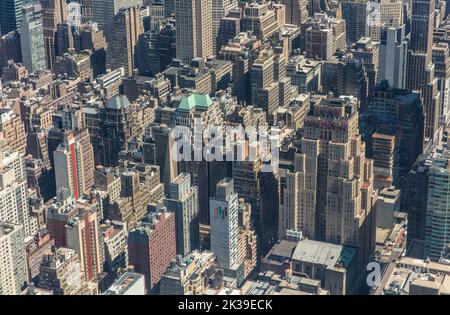 Draufsicht auf das New Yorker Gebäude in Manhattan, NYC, USA Stockfoto