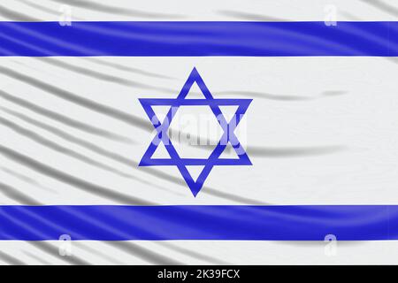 Israel Flaggenwelle Nahaufnahme, Hintergrund der Nationalflagge Stockfoto
