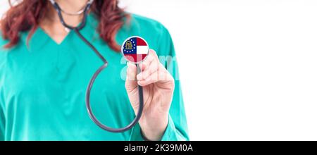 Georgien nationalen Gesundheitssystem, Georgien Ärztin mit Stethoskop Stockfoto
