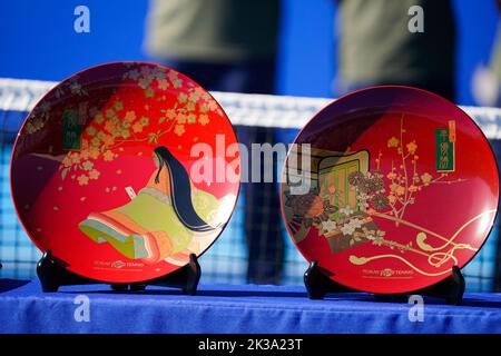 Tokio, Japan. 25. September 2022. General View, 25. September 2022 - Tennis : Einzel Siegerehrung im Ariake Colosseum während DER TORAY PAN PACIFIC OPEN TENNIS 2022 in Tokio, Japan. Quelle: SportsPressJP/AFLO/Alamy Live News Stockfoto