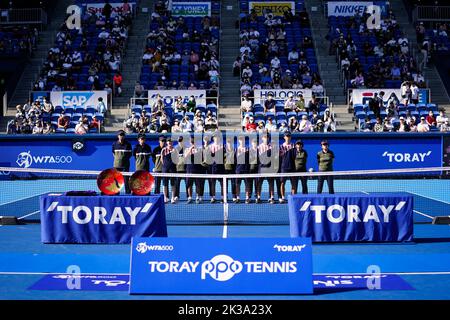 Tokio, Japan. 25. September 2022. General View, 25. September 2022 - Tennis : Einzel Siegerehrung im Ariake Colosseum während DER TORAY PAN PACIFIC OPEN TENNIS 2022 in Tokio, Japan. Quelle: SportsPressJP/AFLO/Alamy Live News Stockfoto