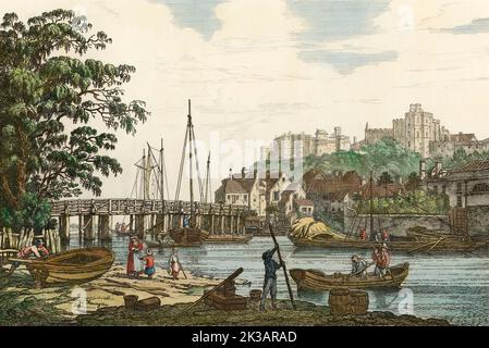 Windsor Bridge, Windsor Castle, 1792, königliche Residenz in Windsor, in der englischen Grafschaft, nach Joseph Farington Stockfoto