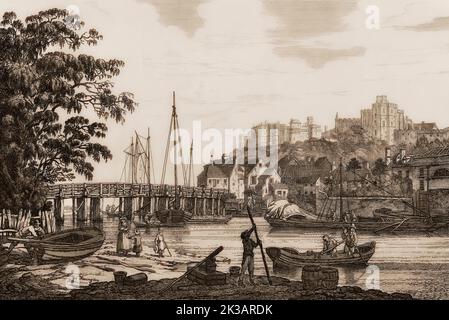 Windsor Bridge, Windsor Castle, 1792, königliche Residenz in Windsor, in der englischen Grafschaft, nach Joseph Farington Stockfoto